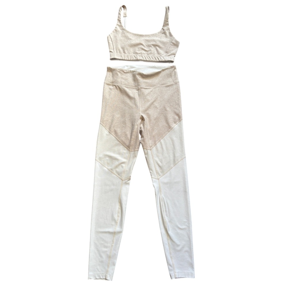 Outdoor Voices Activewear Set Women S Beige TechSweat Colorblock Leggings Crop